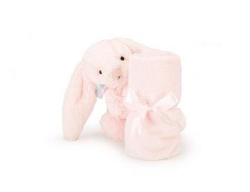 KRÓLIK KOCYK Bashful Pink Bunny Smoother, Jellycat, wymiary kocyka 33 x 33 cm
