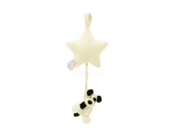 PIESEK POZYTYWKA, Bashful Black & Cream Puppy Star Musical Pull, Jellycat, 28 cm