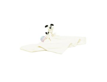 PIESEK KOCYK (duży), Bashful Black & Cream Puppy Comforter, Jellycat, wymiary kocyka 74 x 58 cm