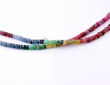 NASZYJNIK MIX (rubin, szafir, szmaragd, spinel) - dwa sznury 45 i 46 cm