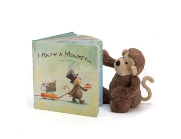 KSIĄŻECZKA DLA DZIECI Znam małpkę, I know a Monkey Book, Jellycat, wys. 23 cm