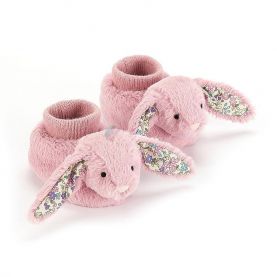 BUCIKI Z KRÓLIKAMI (różowe kwieciste), BLossom Pink Bunny Booties, Jellycat, 0-6 miesięcy (one size), wys. 10 cm